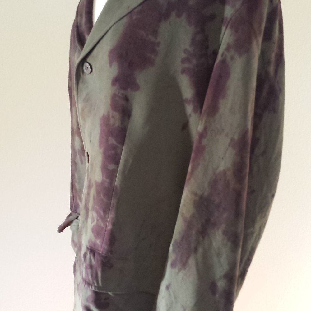 Tommy Bahama silk Blazer sport coat green brown Medium large camo painted black - Picture 14 of 14